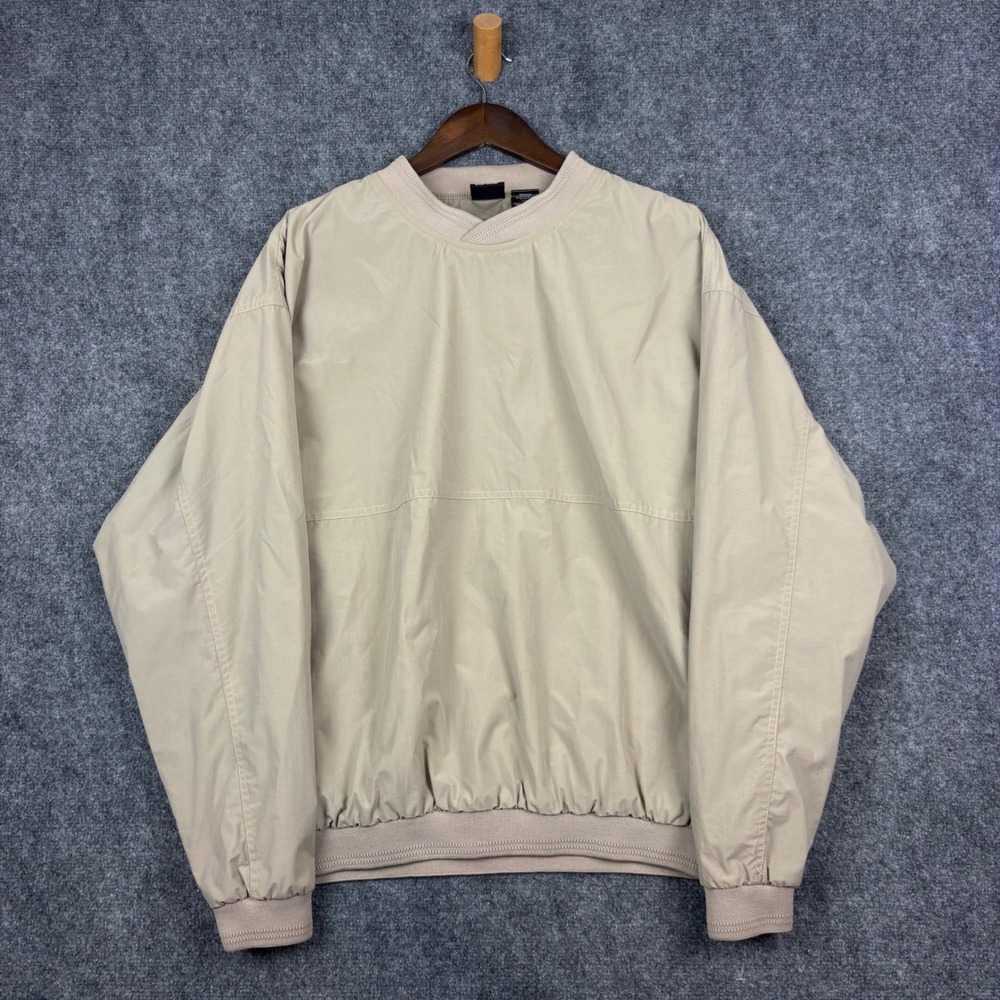USA Olympic Windbreaker Mens Large Tan JCPenney Pullover V-Neck Jacket Vintage